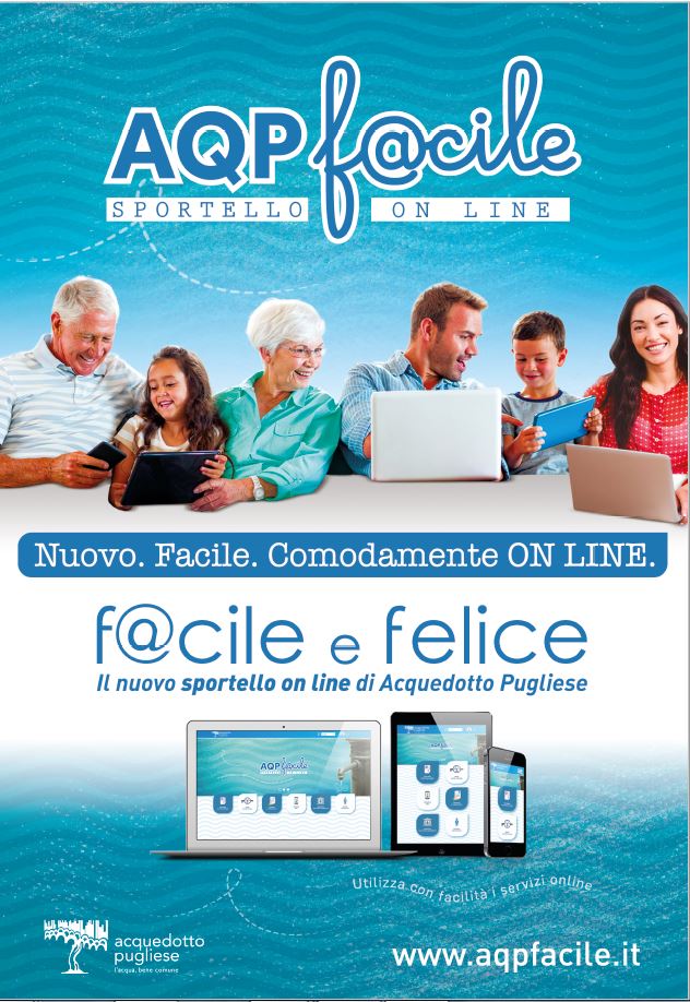 Online “AQP f@cile”, il nuovo sportello commerciale di Acquedotto Pugliese