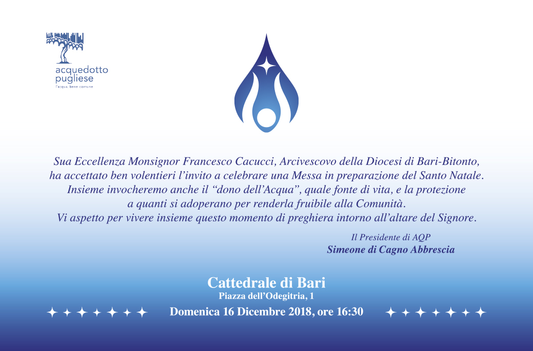 Santa messa in preparazione del Natale dedicata al dono dell’acqua