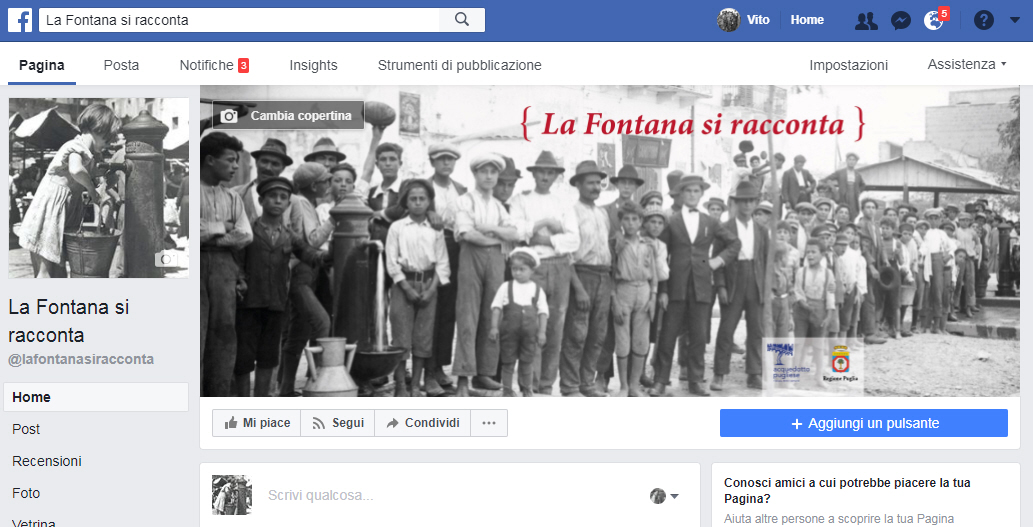 Una pagina facebook per la fontanina dell'Acquedotto Pugliese