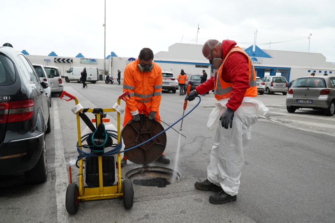 sanificazione delle reti fognarie sulla città di Bari