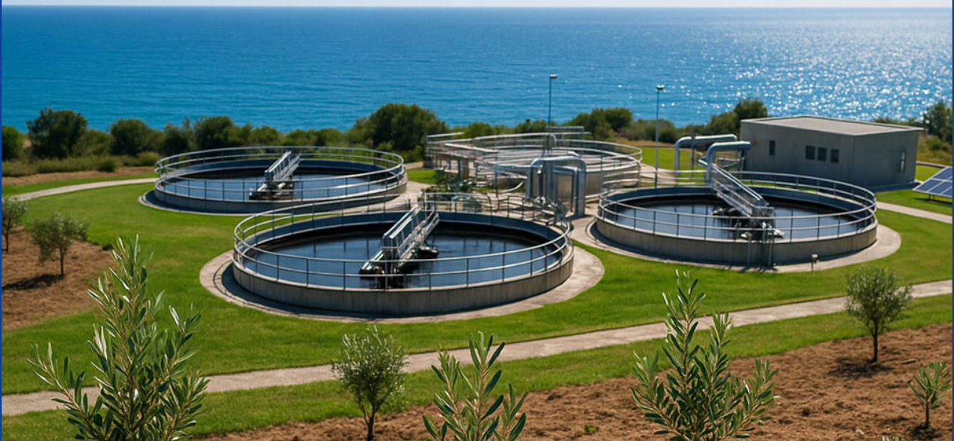 cisterne di acqua davanti al mare