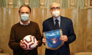 Il Presidente AQP Simeone di Cagno Abbrescia e il Presidente del Comitato Regionale Puglia LND Vito Tisci